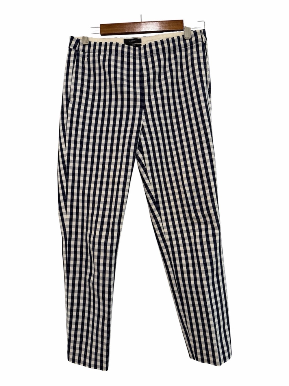 J. Crew Women's Gingham Pants Martie Size 4 Navy and White preppy summer